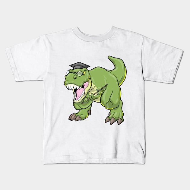 Dinosaur as Teacher with Pointer Kids T-Shirt by Markus Schnabel